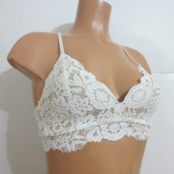 aerie No Wire Bra Lined Lace White / Tan 32C - Picture 1 of 4